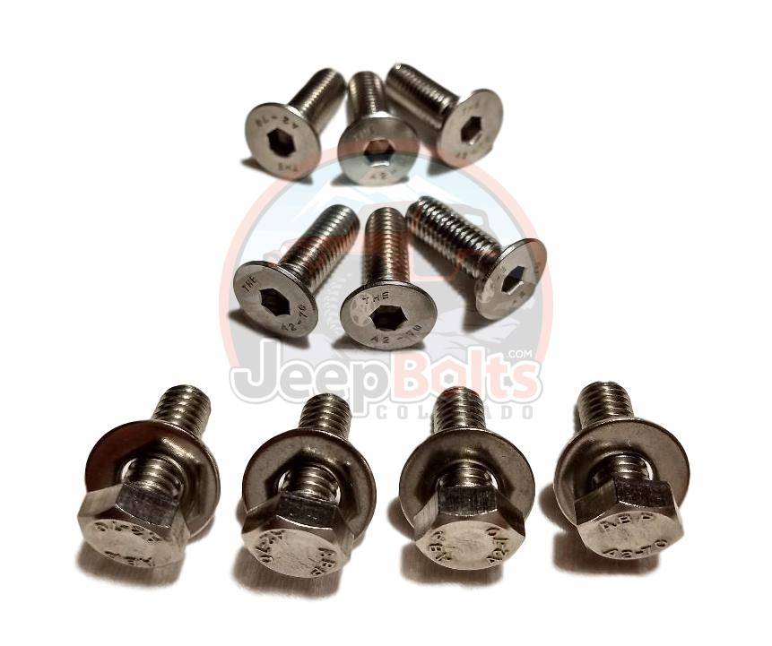 JK Wrangler Jeep Bolts - Jeep JK Wrangler Tailgate Hinge Bolts Full Set Rust Proof 14 Pc Stainless Set