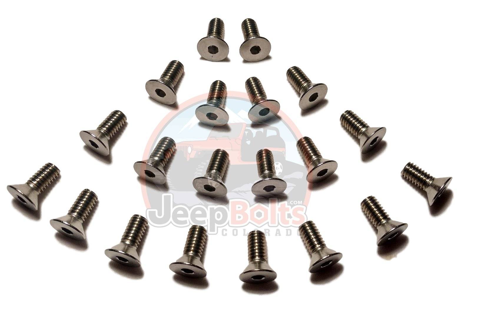 TJ Wrangler Jeep Bolts - TJ Jeep Wrangler Windshield Door Hinge 20 Rust Proof Stainless Steel Bolts