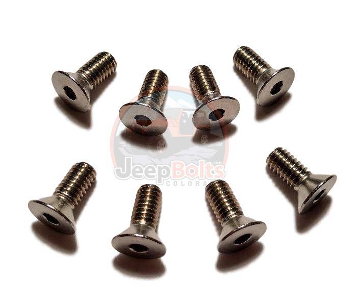 TJ Wrangler Jeep Bolts - TJ Jeep Wrangler Windshield Door Hinge 8 Rust Proof Stainless Steel Bolts